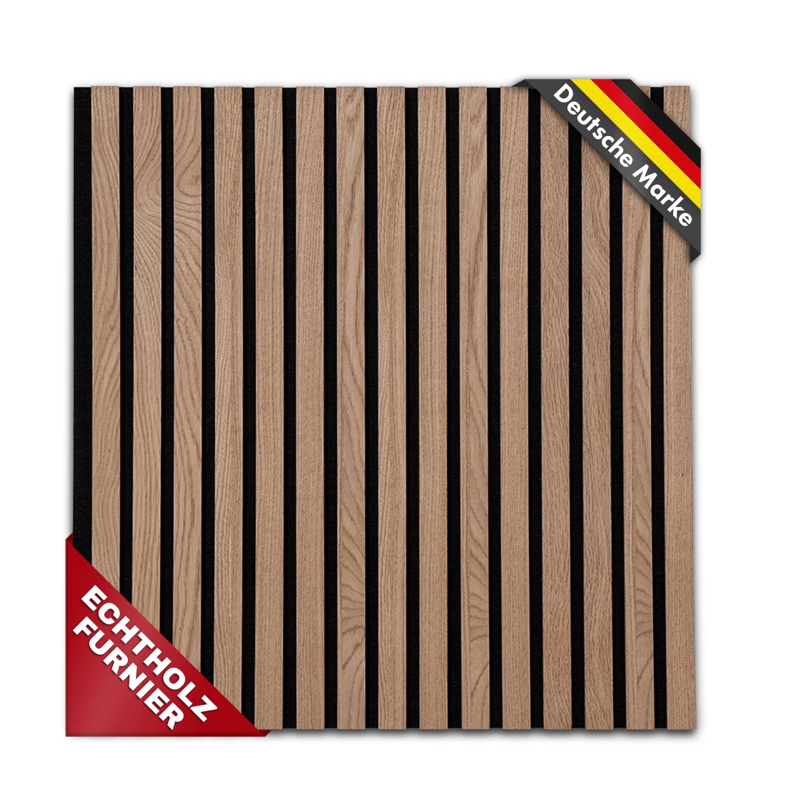 Floordirekt Red Oak 3D Acoustic Panels, Wall Panels With Real Wood Veneer For Comfortable Room Acoustics, Slat Wall, Wood And Felt, Wall Cladding As Sound Insulation, Sound Insulation ( (60 X 60 Cm))