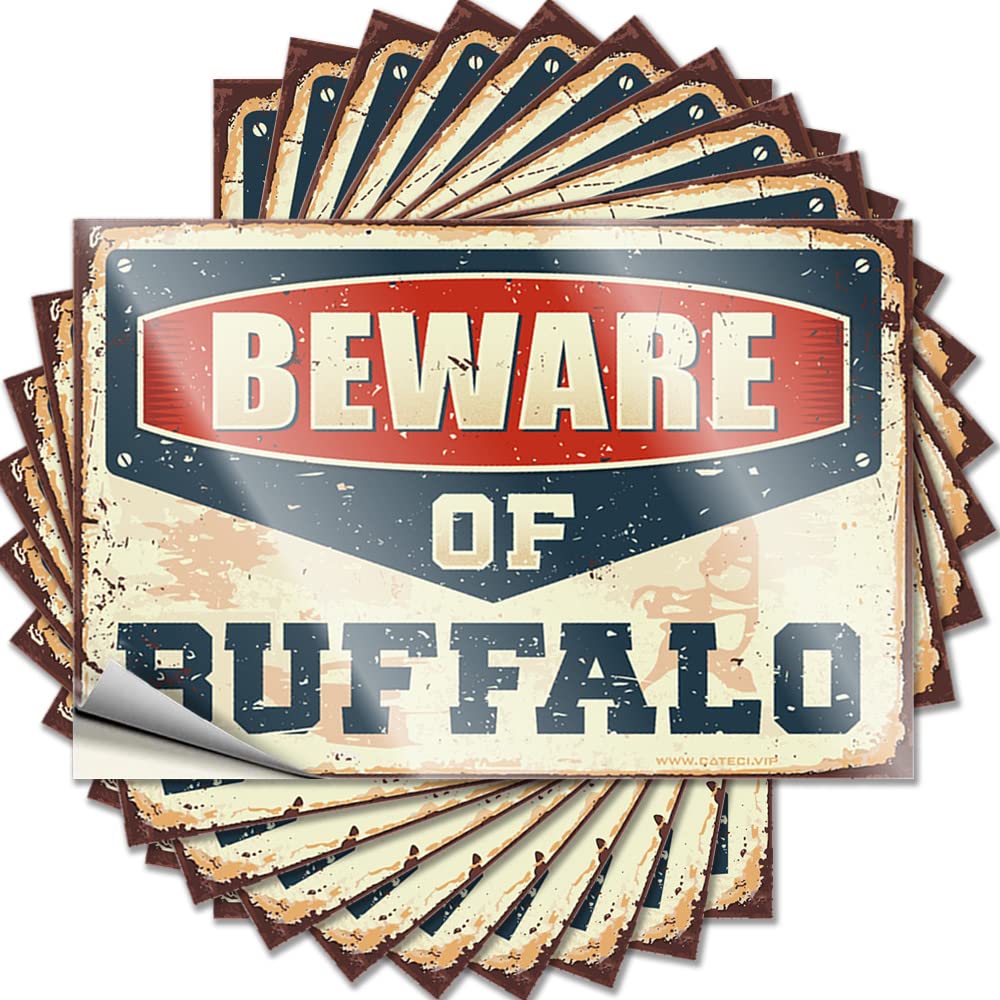 Decals for Cars Beware of Buffalo Funny Sticker 10 Pcs Hardhat Stickers and Decals Man Cave Funny Signs(12X18CM)