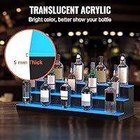 Vista 5 de VEVOR Exhibidor de Botellas de Licor con Iluminación LED, 3 Niveles de 40 Pulgadas, Compatible con USB, Estante de Bar Iluminado para el Hogar