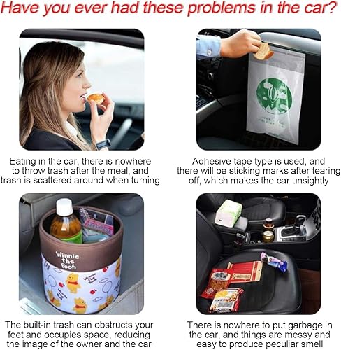 Miniatura 6 de BLAU GRUN Basurero para automóvil, mini cubo de basura portátil con tapa, diseño de diamante a prueba de fugas, pequeño cubo de basura impermeable