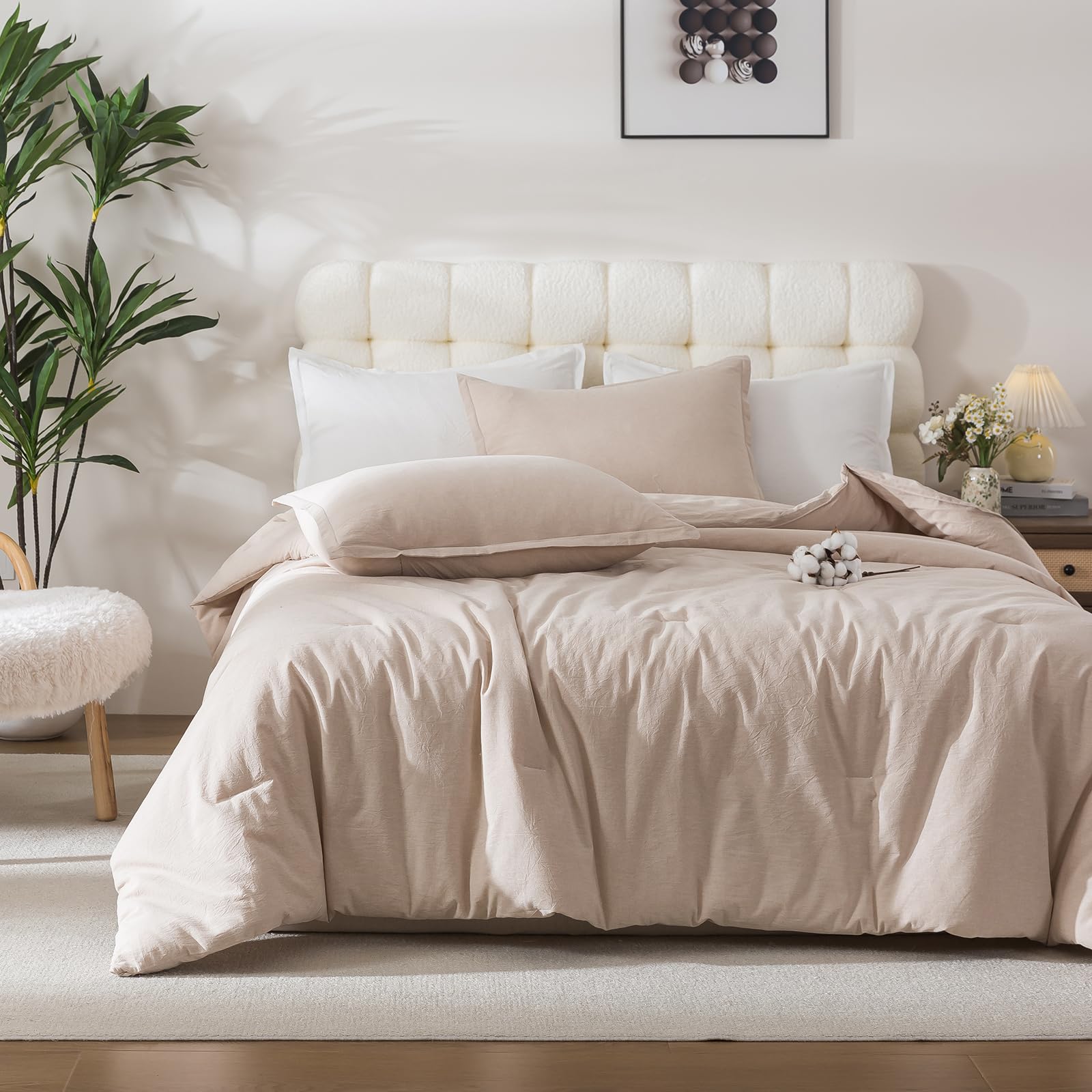 Photo 1 of Caressma Cotton Comforter Set Twin Linen Color