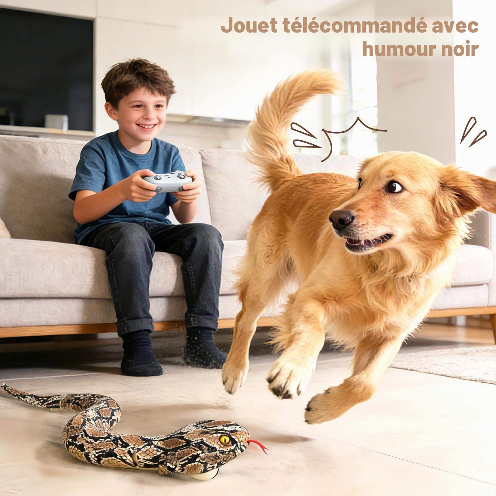 HILKKET Serpent Télécommandé 64cm Python Radiocommandé Jouet Farce RC Serpents Sol Eau 5 km/h Jouets Aquatiques Enfant 3 Ans+