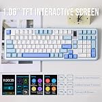 MechLands Vibe99 Wireless Gaming Keyboard with 1.06'' Screen, 96% Hot Swappable Creamy Mechanical Keyboard with Gasket Structure, BT5.0/2.4GHz/USB-C, 5-Layer Padding, RGB, NKRO for Win/Mac (Blue)