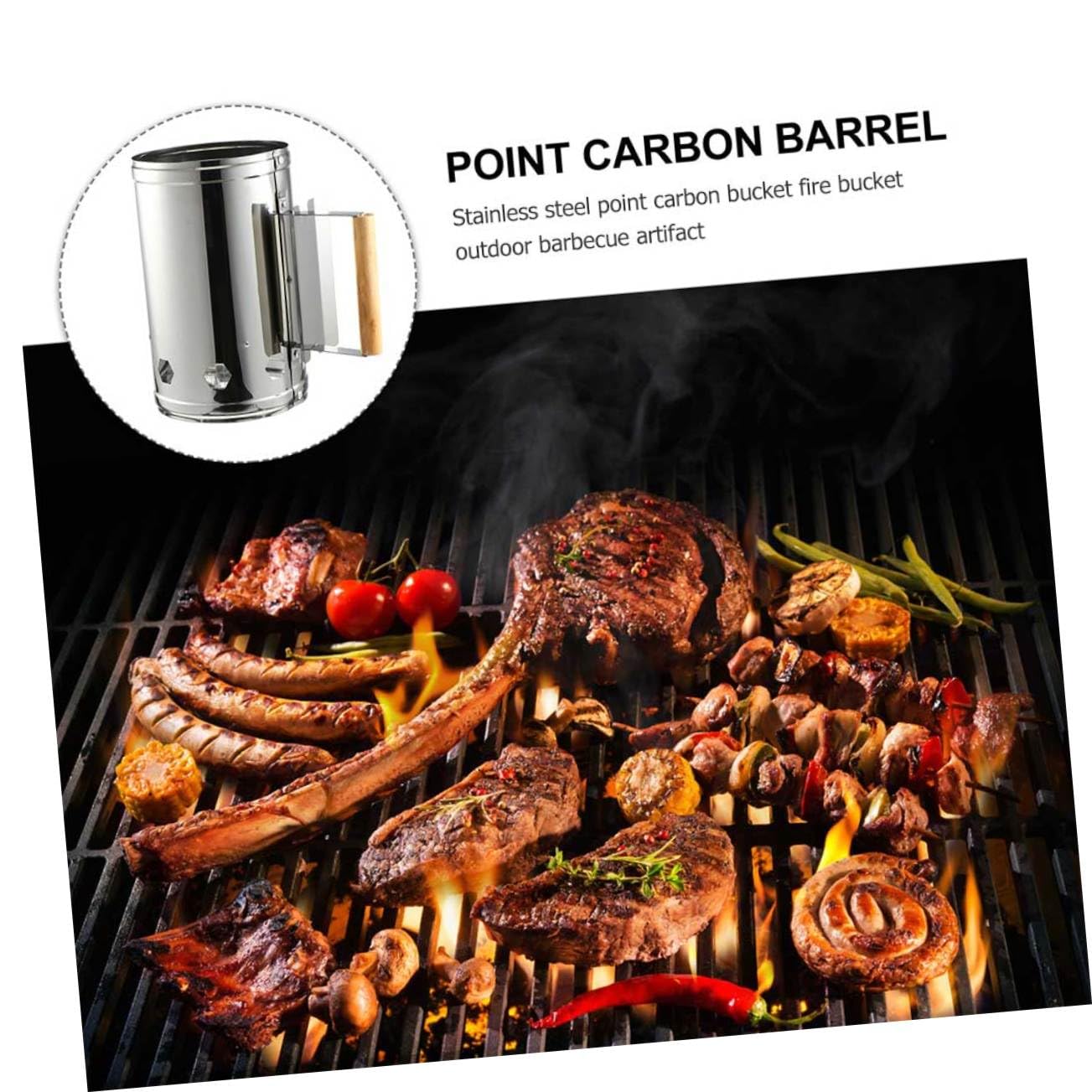 SUPVOX Accenditore per Carbone da Barbecue All'aperto, 1 Pezzo | Ferro Zincato, Avvio Rapido e Uniforme della Brace, Impugnatura in Legno Resistente al Calore