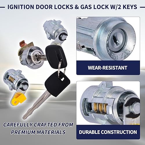 Miniatura 6 de Cerraduras de puerta de encendido y cerradura de gas con 2 llaves compatibles con camioneta Toyota 1992-1995 plata