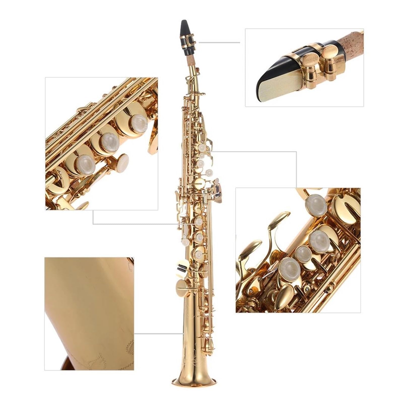 Sassofono Saxophone Dritto Professionale In Ottone Sib Si Strumento A Fiato Sassofono