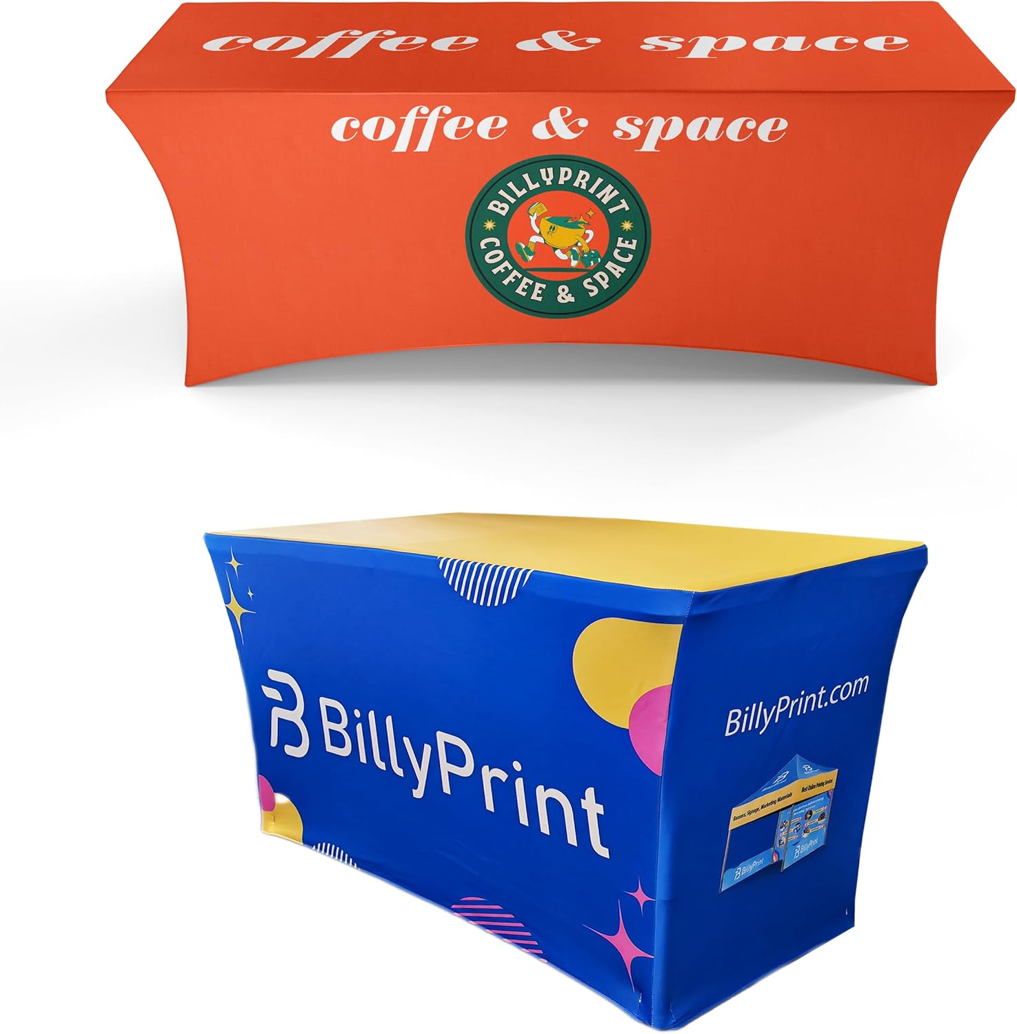 Custom Table Cloth with Business Logo 4FT 5FT 6FT 8FT Custom Table Runner for Tradeshow Events Birthday Wedding Anniversary Personalized Stretch Table Cover (Rectangular Spandex 4 FT)