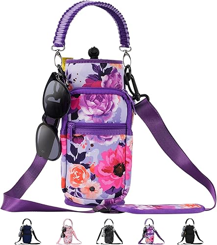 Miniatura 1 de Bolsa de transporte para botella de agua de 32406487128 onzas, funda de neopreno para botella de agua con 4 bolsillos, soporte deportivo para agua