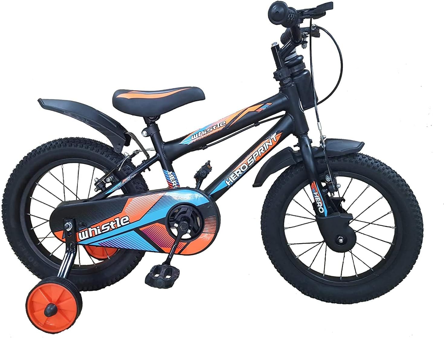 HERO Front Cycles Sprint Whistle 16T Sporty Freeride Bike with 9.5 Inches Steel Frame for Unisex-Children (4 to 8 Years, Orange, Black)