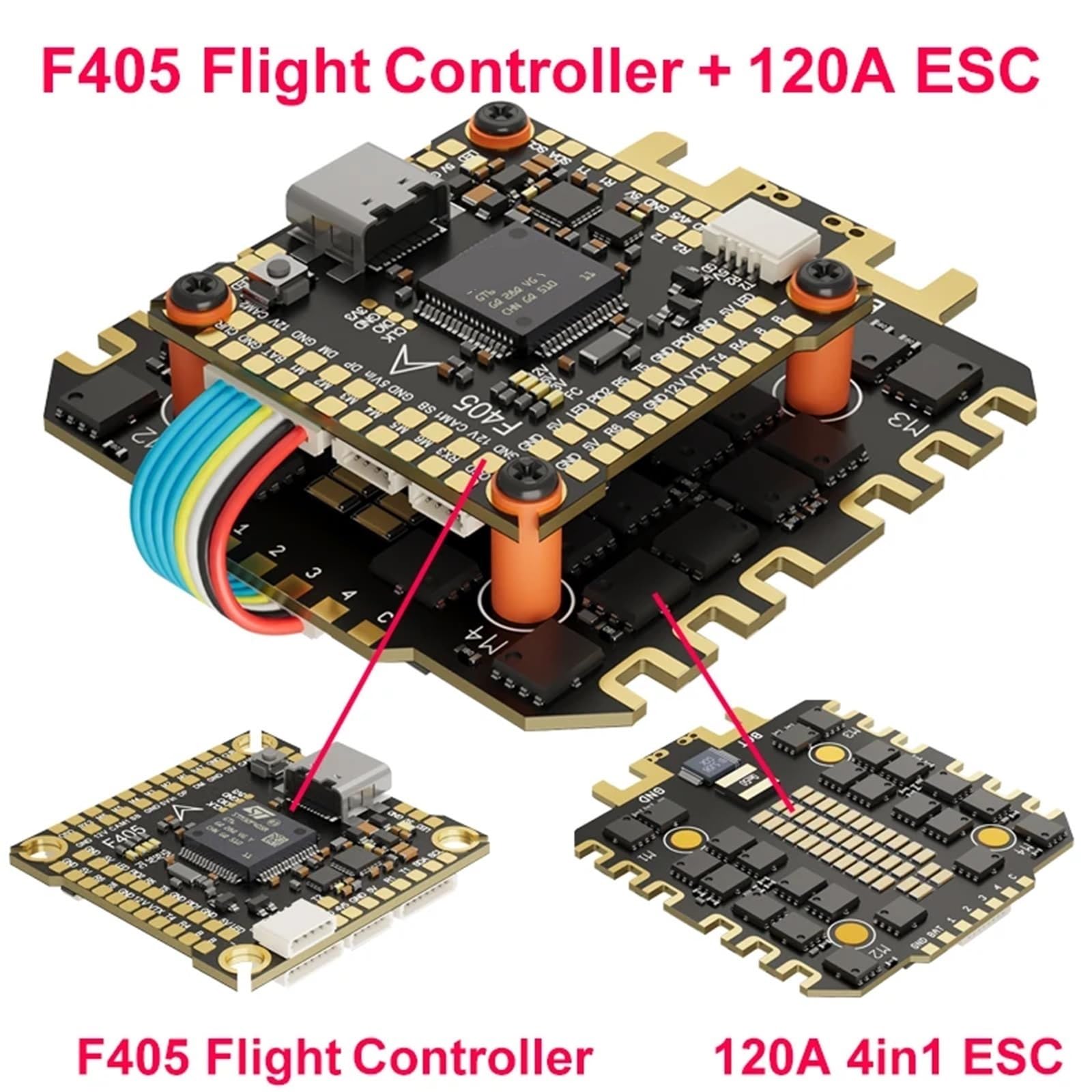 Compatibile con DAKEFPV F405 120A Stack Flight Controller BLHELI_S 4in1 ESC 30,5x30,5mm 3-12S for droni FPV(12S 120A ESC)