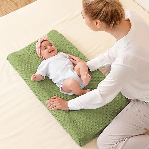 Miniatura 6 de Funda para cambiador de bebé, súper suave, con lunares Minky para bebés, niñas y niños, ultra cómoda, segura para bebés, se ajusta a almohadillas de