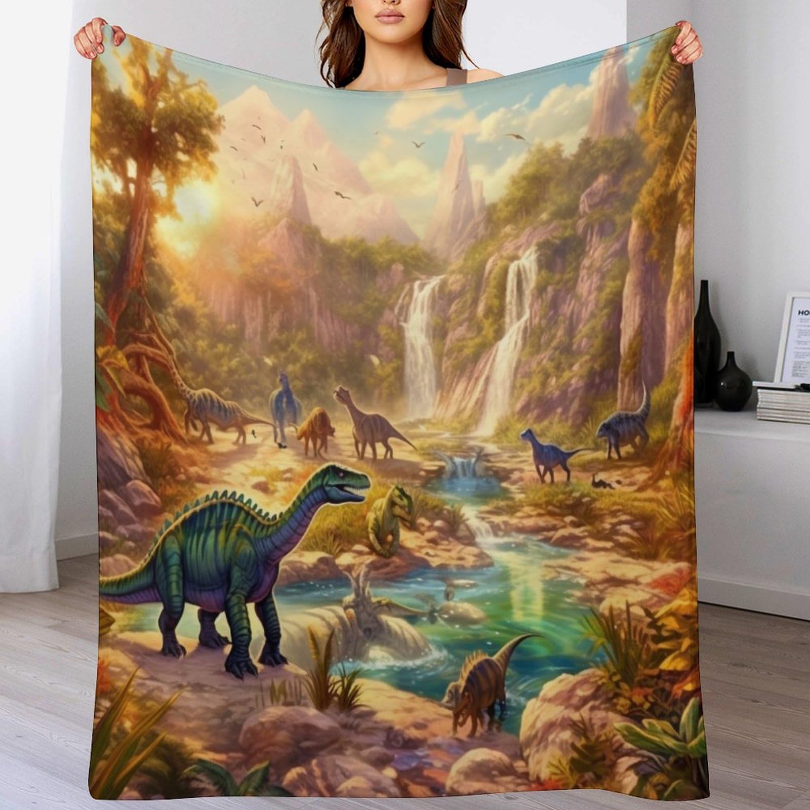 Manta de franela de dinosaurios para tardes de sofá y películas en el salón