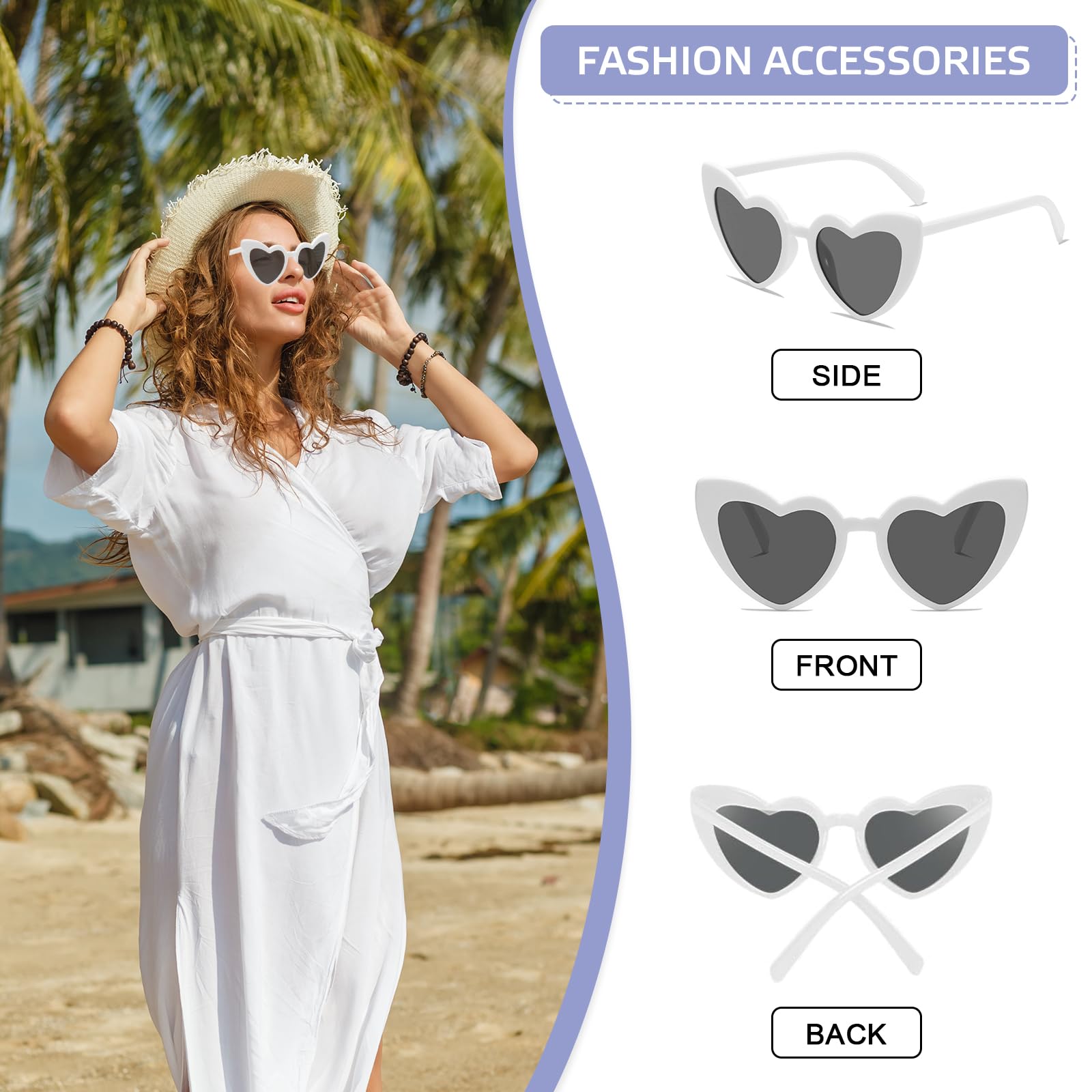 Set di Occhiali da Sole a Forma di Cuore JGA per Feste, Matrimoni, Carnevale - Stile Hippie