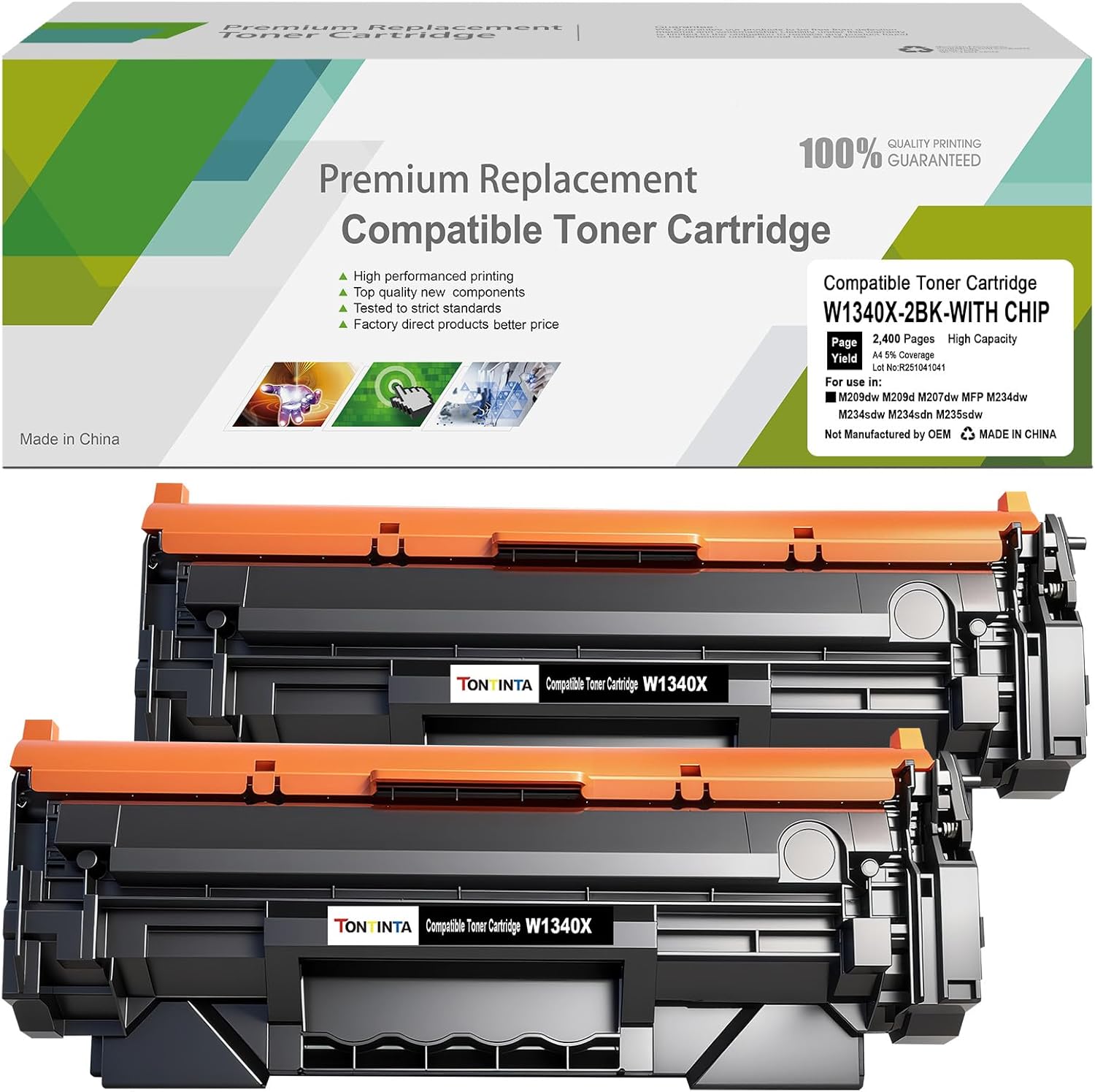 [with CHIP] 134X W1340X ( 134A W1340A ) Compatible Toner Cartridges 2 Blacks High Capacity for M209dw M209d M207dw M234 M234dw M234sdw M234sdn, Not Compatible with Printers that have an "e" Suffix