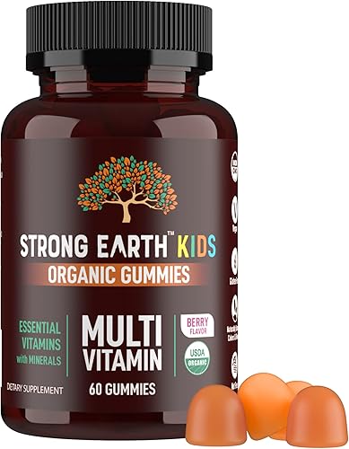 Miniatura 1 de Strong Earth- Organic Multivitamin Gummies for Kids- Gummy Vitamins & Minerals Including Vitamin A, C, D3, E, B6 & Zinc - Chewable Multi Vitamin