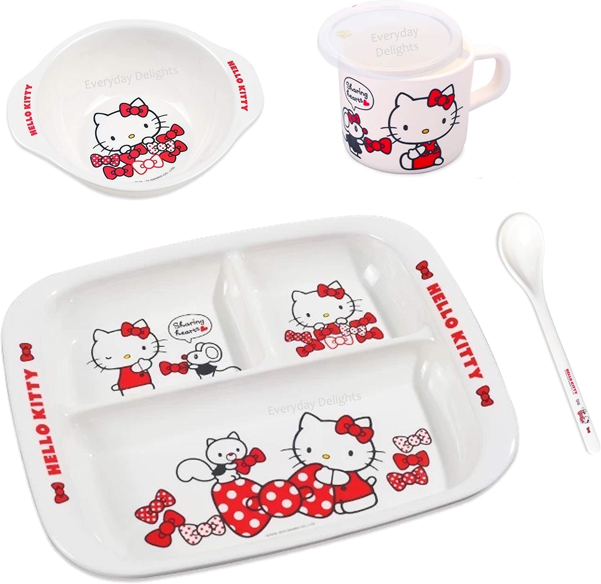 Amazon.com: Hello Kitty Bear Sakura Cute Pink Dinnerware Flatware Meal ...