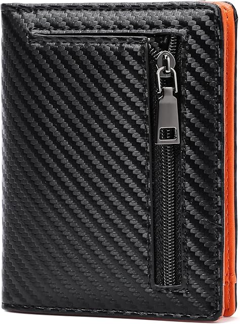 GAEKEAO Portefeuille en cuir véritable pour hommes Bifold Slim portefeuille pour hommes avec Zipper Coin Pocket Bipold RFID Blocage du titulaire de carte de crédit