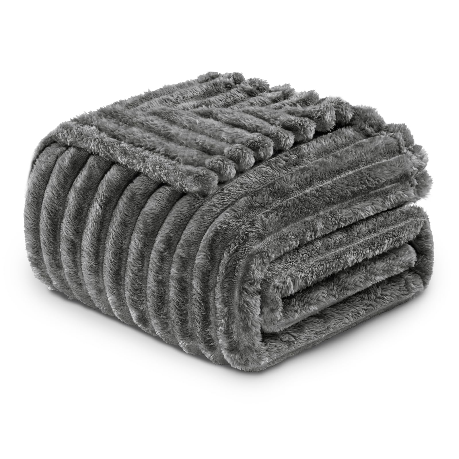 Exclusivo Mezcla Fleece Throw Blanket for Sofa Super Soft Striped Jacquard Bed Blanket