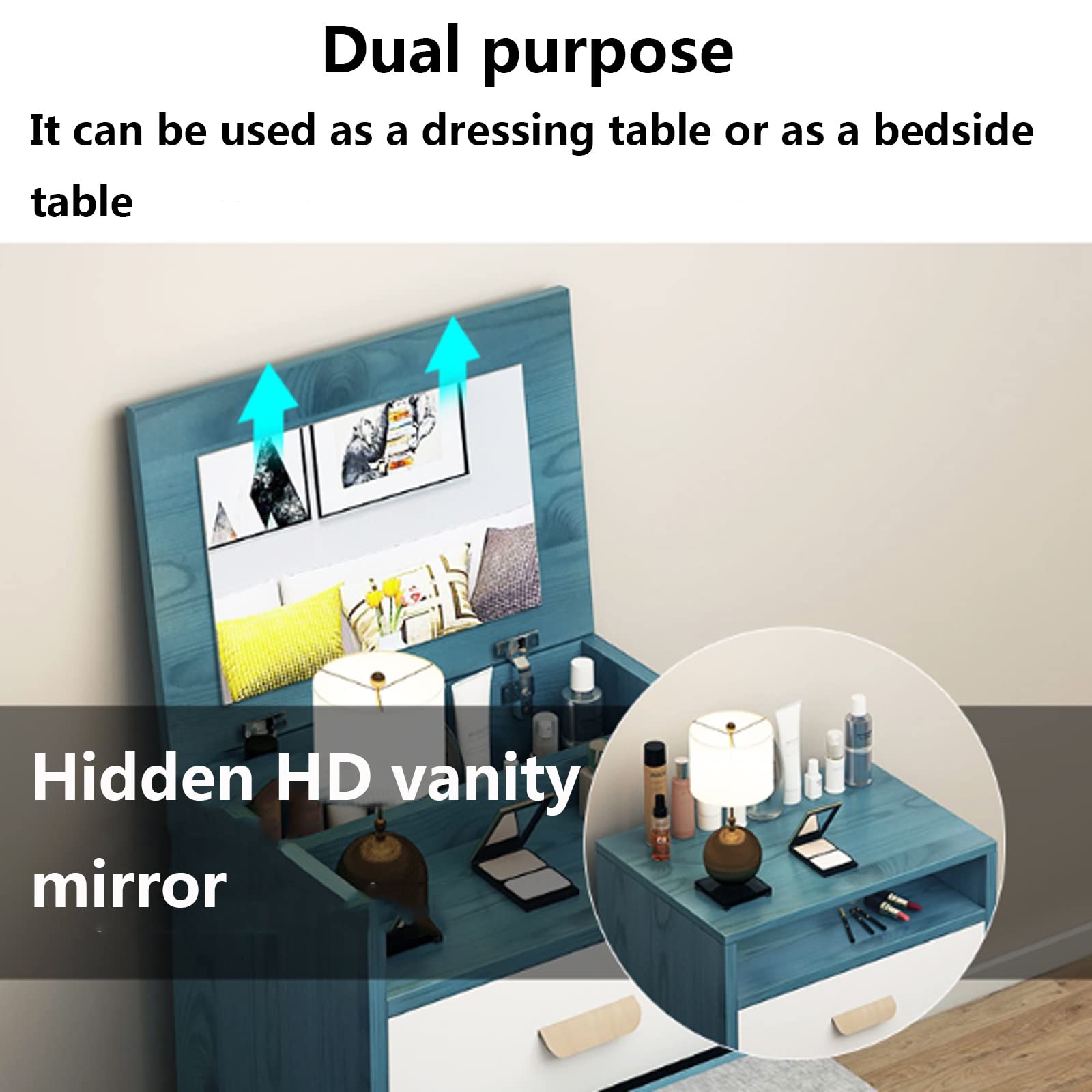 Multifunktionaler Schminktisch, Schlafzimmer, Klapptisch, Schminktisch, Makeup Tisch Set , Nachttisch, Aufbewahrungsschrank, Schminktische, Kleiner Schminktisch Mit Schubladen, Kleine Kommode ( Color