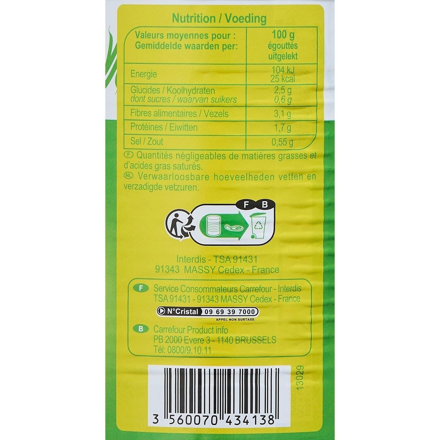 Des légumes cultivés en France prêts à cuisiner — CARREFOUR CLASSIC' Haricots beurre extra-fins, conserve de 440g - Lot de 4
