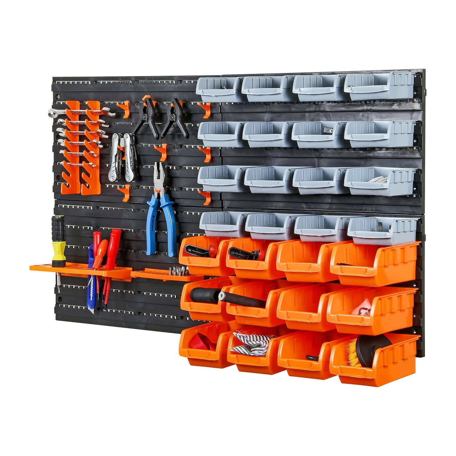 Thrink Grey 44Pc Wall Mounted Backboards, Which The Storage Bins - Diy Shed Storage Box Rack Plastic Drawers | Garage Shelving Units | Versatile Storage Solution | Open Design & Easy To Install