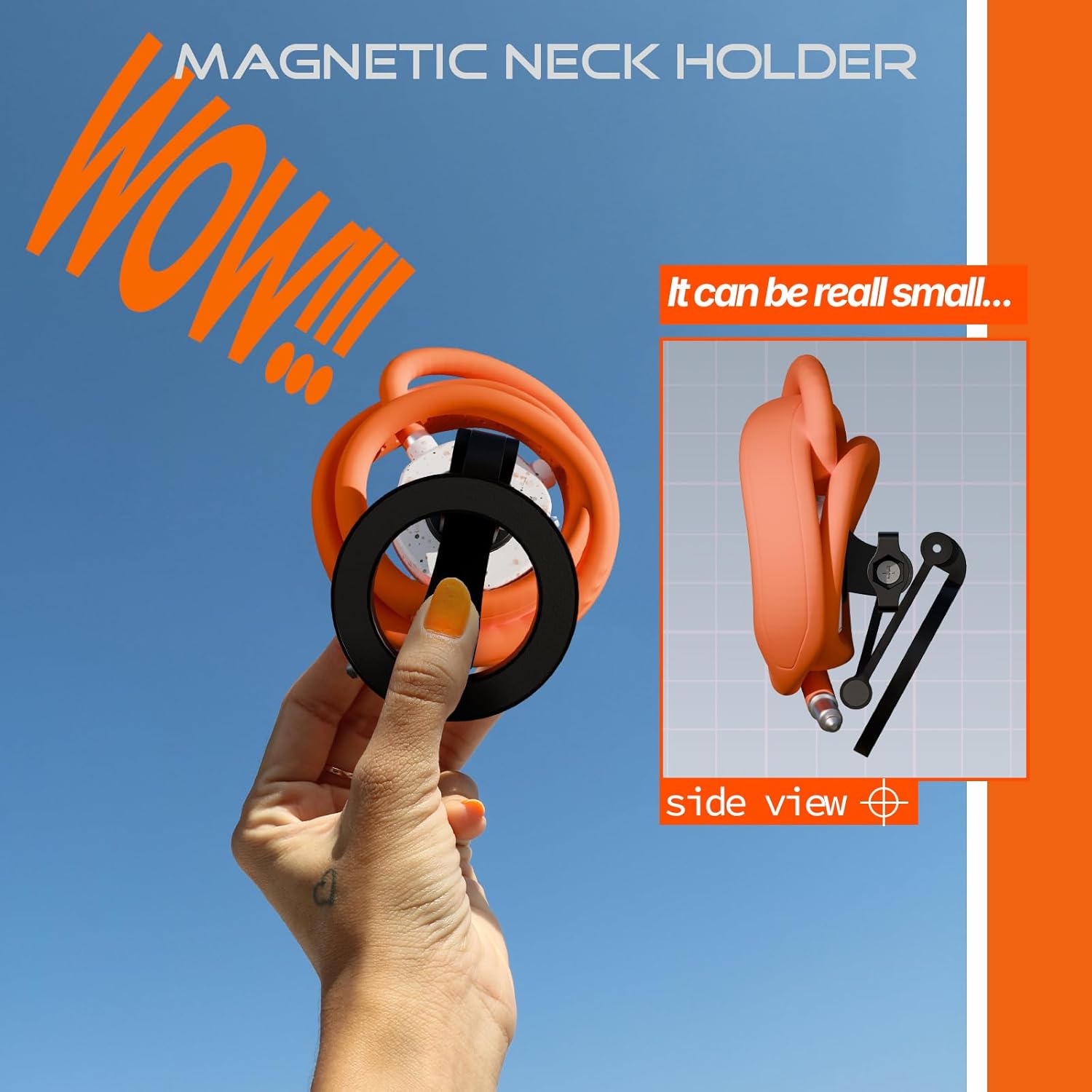 Neck Phone Holder Magnetic Hands Free for POV/Vlog Selfie Chest Mount with Strap Perfect for Recording, Cooking, Cycling Compatible with iPhone, Android, 27.5inch Flexible Hose for 100lb-265lb Weight - Image 5