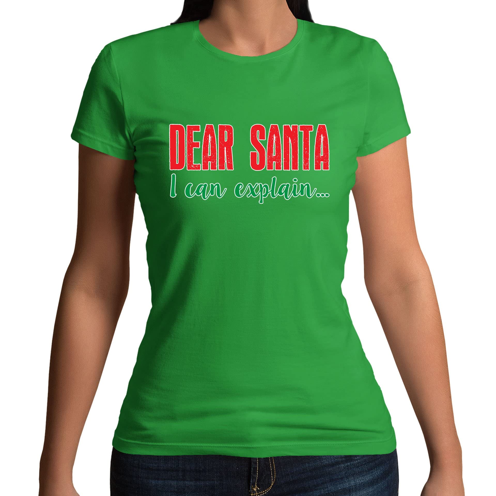 Dear Santa I Can Explain Father Christmas Funny Slogan Mens T-Shirt Green (XL)