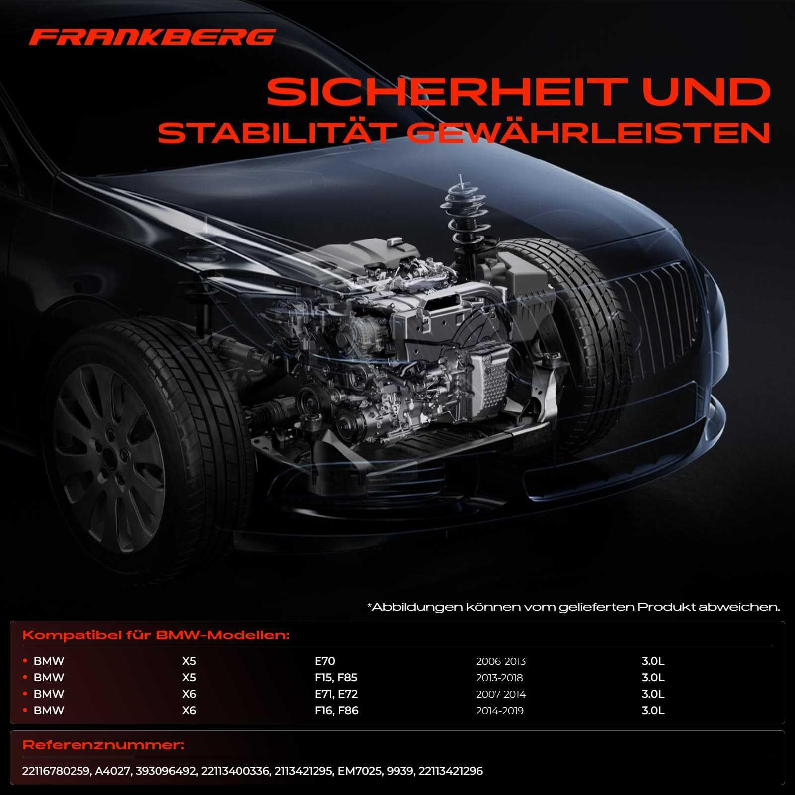 Frankberg 2x Soporte del Motor Delantero Compatible con X5 E70 3.0 xDrive30i-xDrive40i X5 F15 F85 xDrive35i X6 E71 E72 xDrive35i X6 F16 F86 xDrive35i Replace# 22116865145
