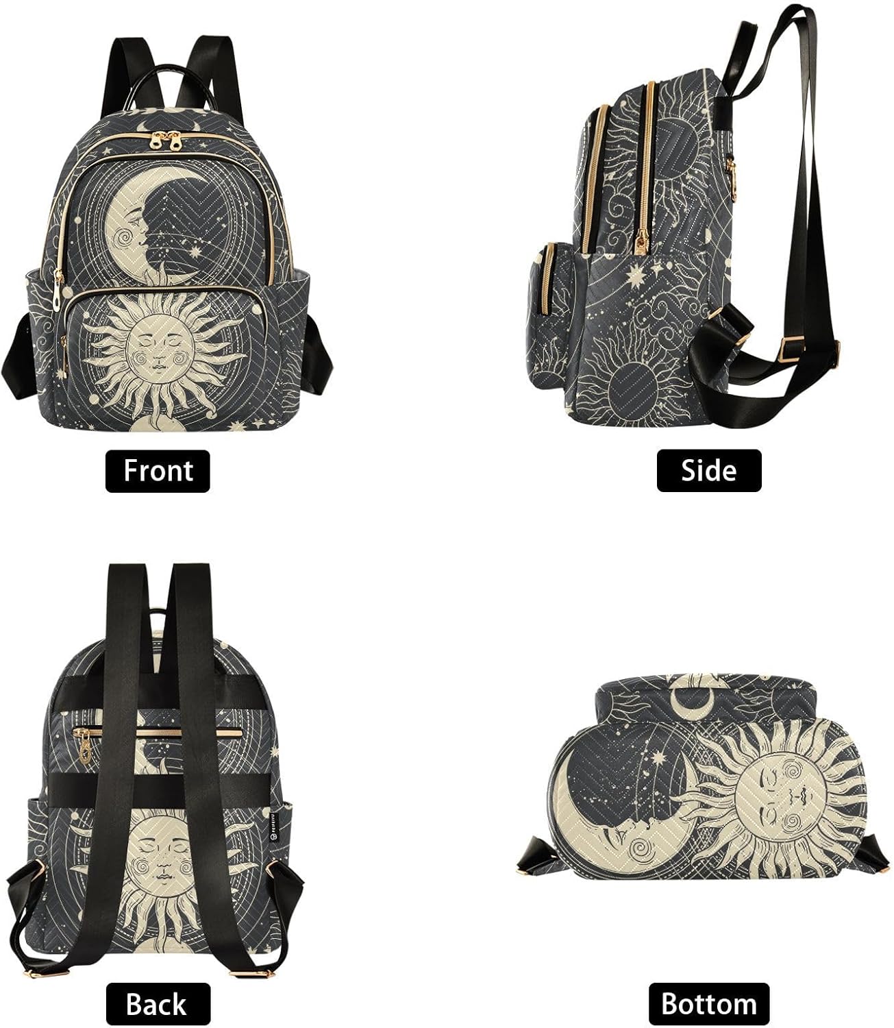 ZAZYXTJ Tarot Boho Moon Backpack Purse for Women Quilted Mini Fashion Backpacks Lightweight Travel Casual Backpack - Image 2