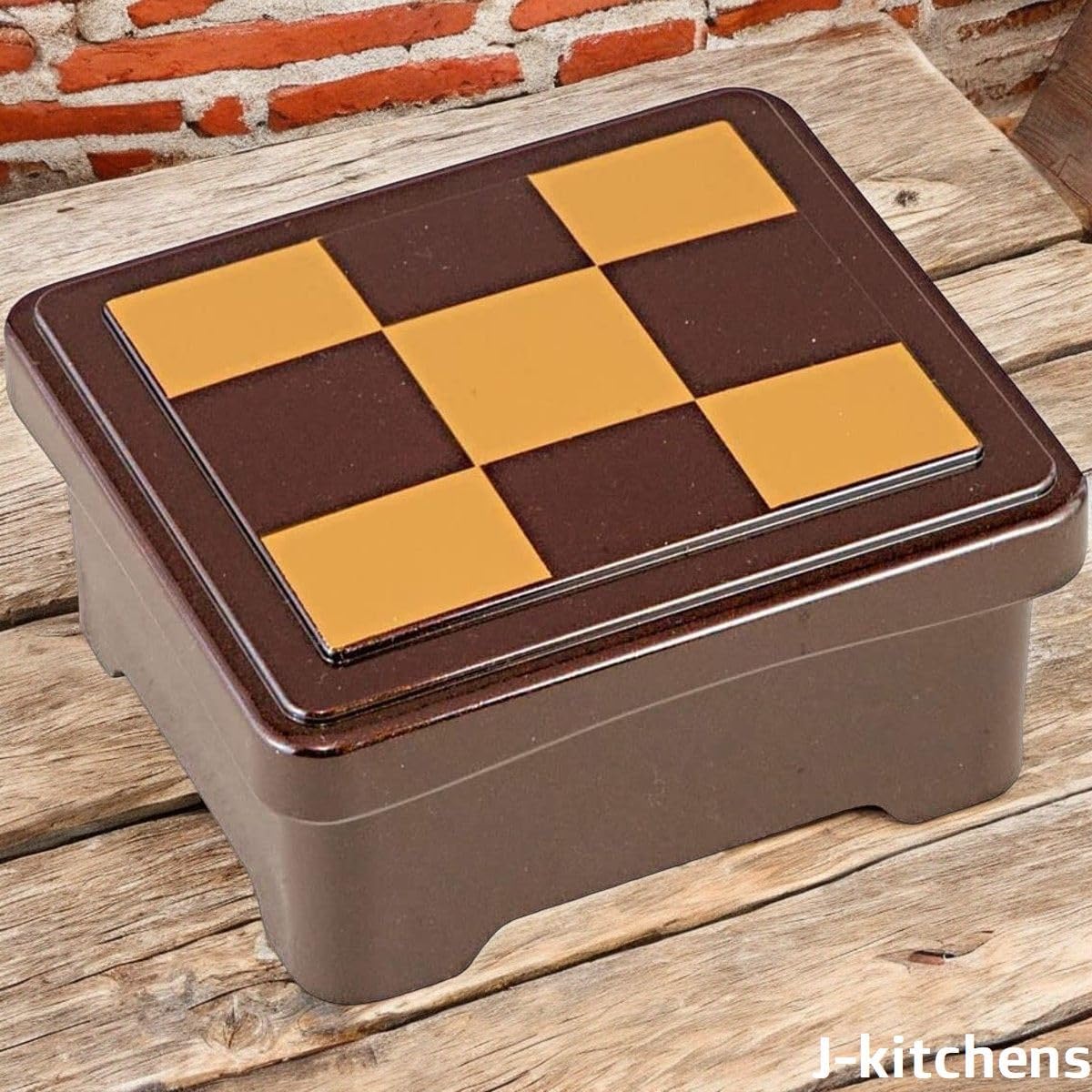 J-kitchens No. 82496 Eel Heavy Box, Set of 5, Made in Japan, Mini Bowl Weight (Lid Parent), Tea Pearl Checkered, Eel, Heavy Box