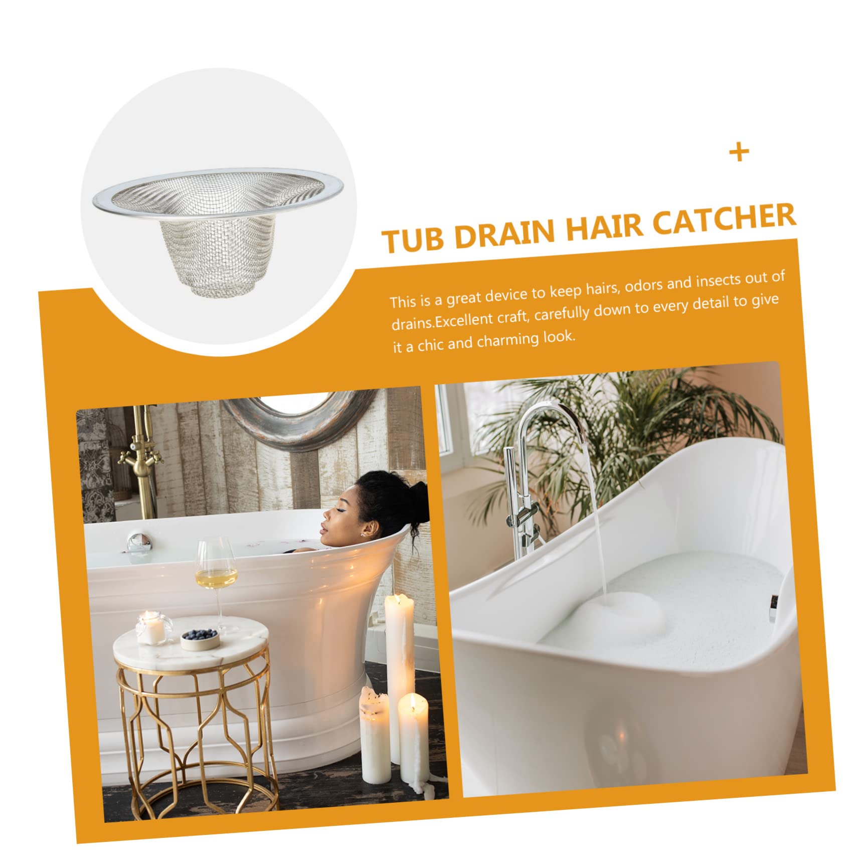 Tofficu Filtro De Acero Inoxidable para Desagüe De Ducha Trampa para Cabello Colador De Bañera Colector De Cabello Colector De Cabello Orificio para Colador De 4 Piezas x 4
