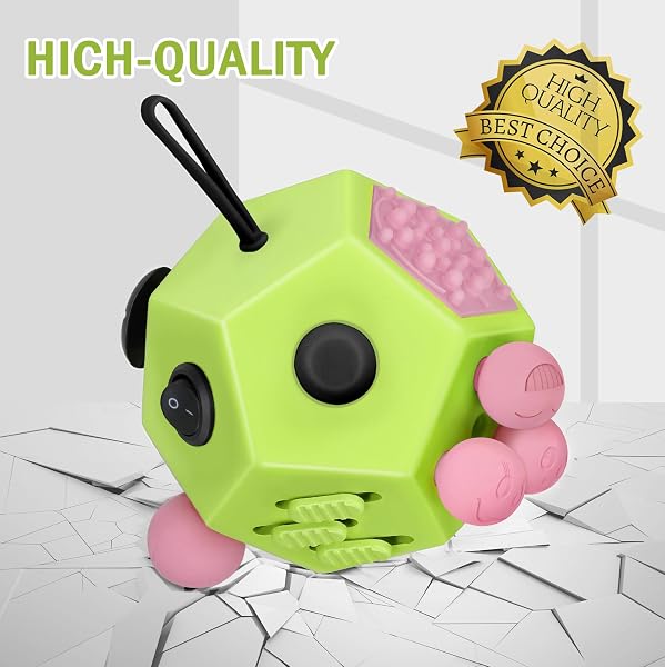 VCOSTORE Fidget Cube with 12 Sides - Original Cubo Antiestres Adultos Dado Antiestres Fidget Cube Toy for All Ages with ADHD, Add, ASD, ADHD - 3