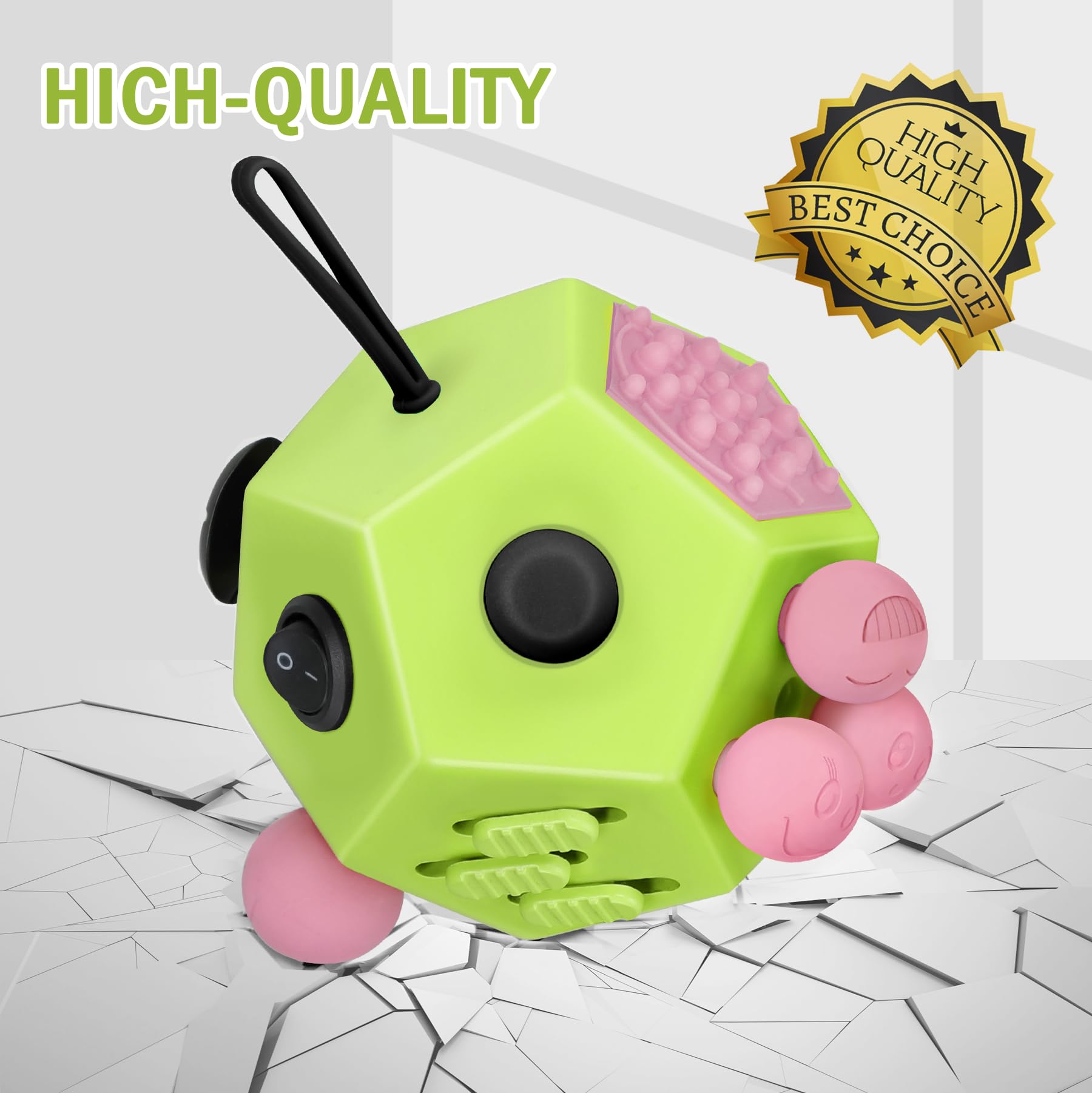 VCOSTORE Fidget Cube with 12 Sides - Original Cubo Antiestres Adultos Dado Antiestres Fidget Cube Toy for All Ages with ADHD, Add, ASD, ADHD — view 3