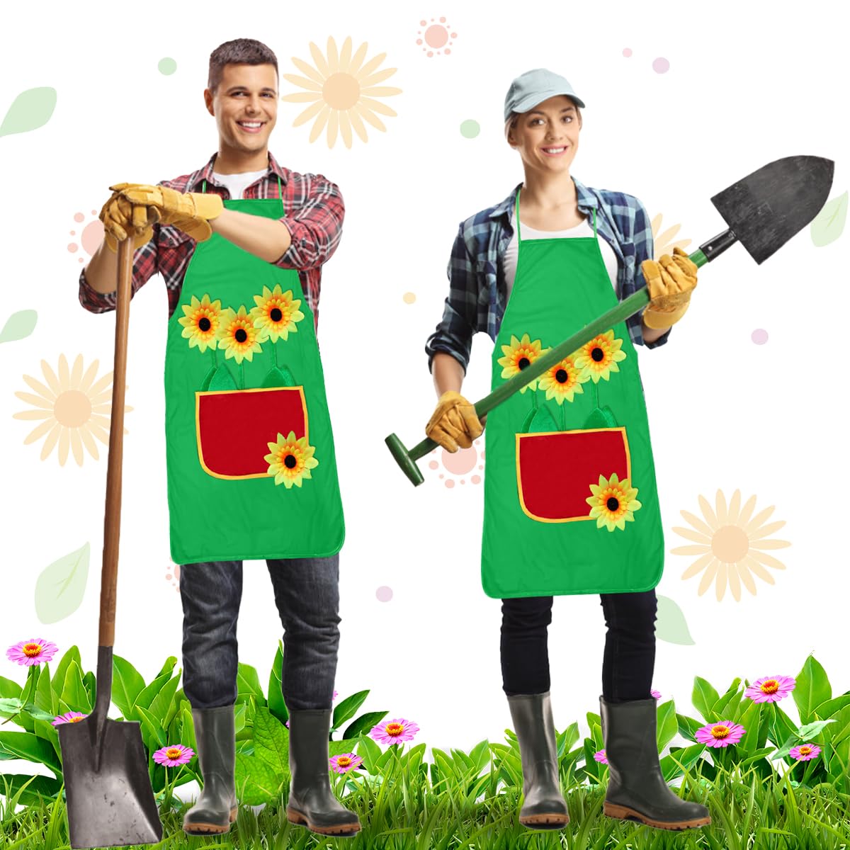Tablier de Jardinier Tournesol, Costume de Jardinier, Tablier Barbecue avec Poche pour Barbecue, Restaurant, Café, Jardinage