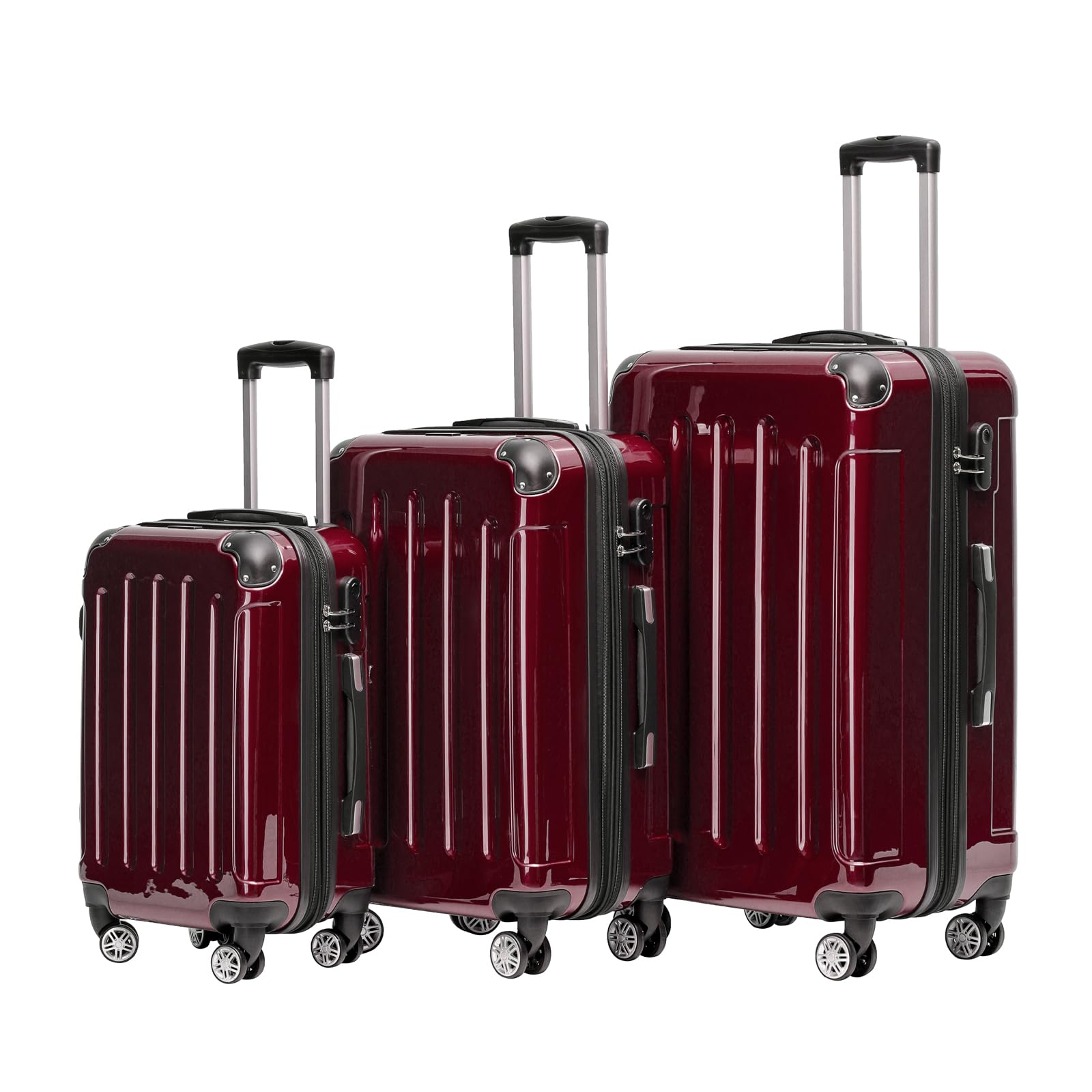 BEIBYE 2048 Hartschalenkoffer aus Polycarbonat, Reisekoffer mit 4 Zwillingsrollen und Zahlenschloss, Erweiterbarer Trolley Koffer M L XL oder Kofferset mit Teleskopgriff