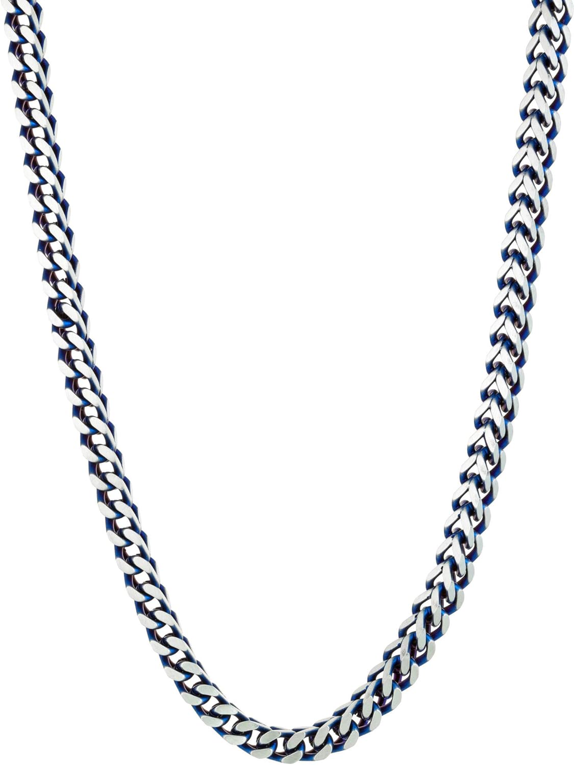 Metro Jewelry Foxtail Chain Necklace for Men in Stainless Steel with Black, Blue or Yellow Gold Ion Plated 5 MM Wide 18 to 30 Inches Long with Lobster Claw