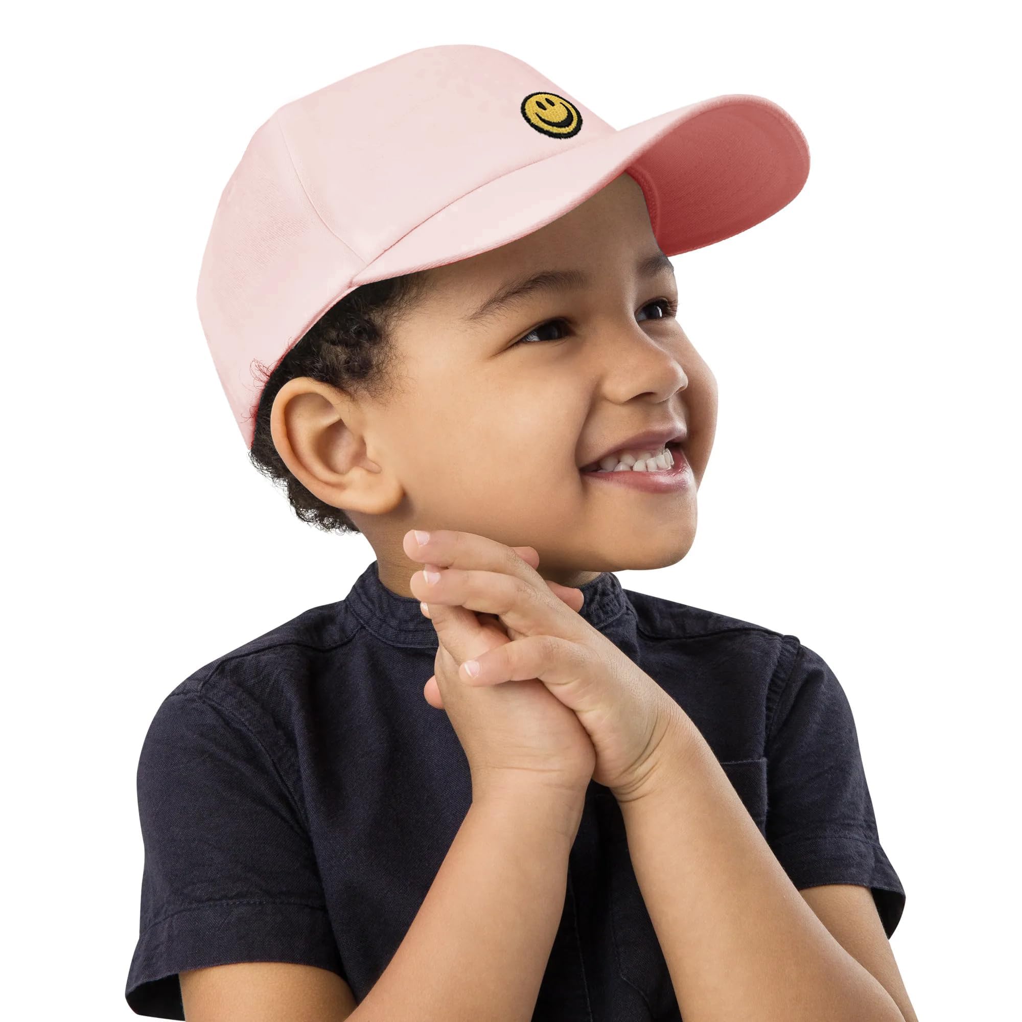 Smile Face Toddler Hat Baseball Cap for Boy Girls Baseball Hats Kids Soft Cotton Adjustable Cute Caps for 4-12 Years Pink