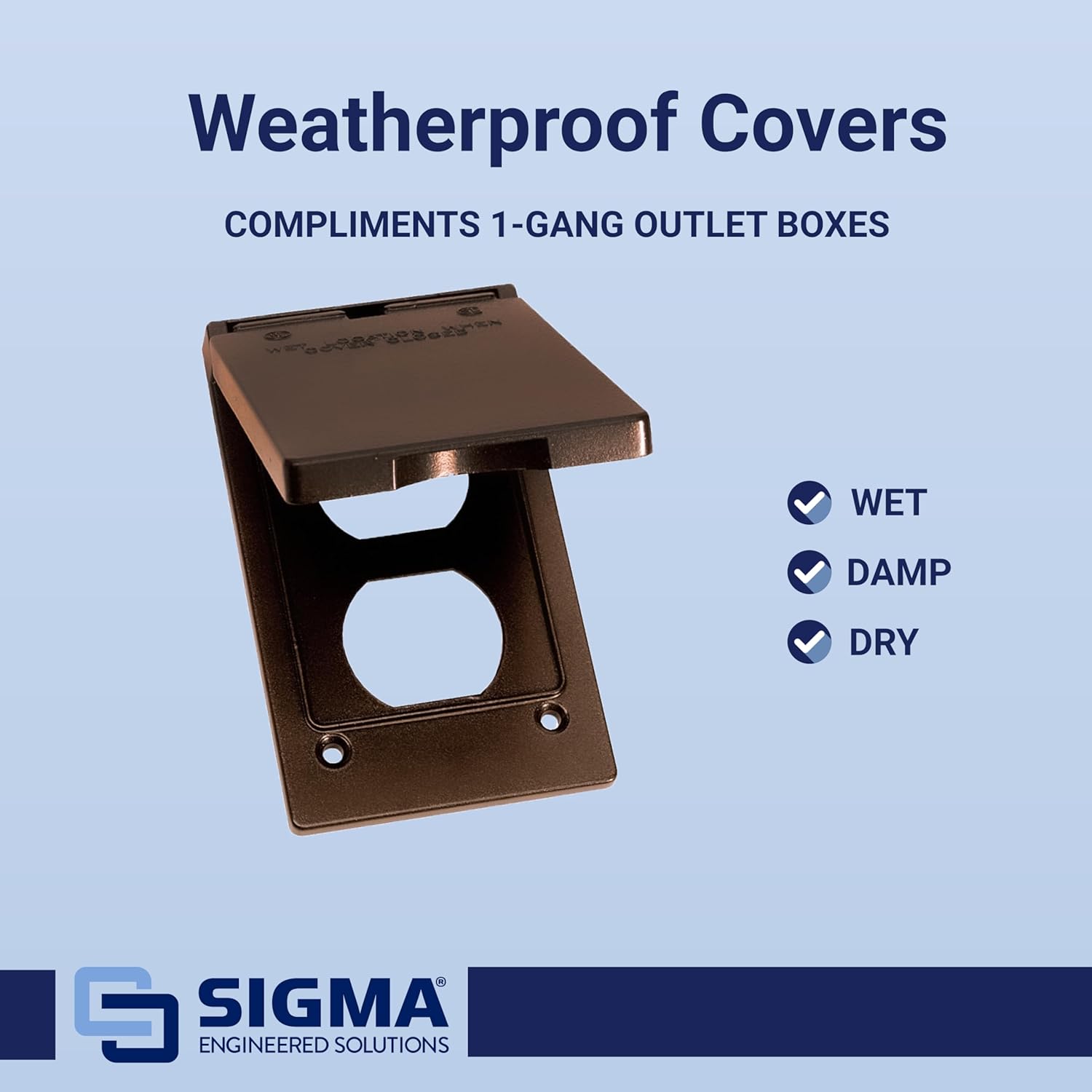 Sigma Engineered Solutions 14246BR 1-Gang Vertical Duplex Weatherproof Cover, Bronze