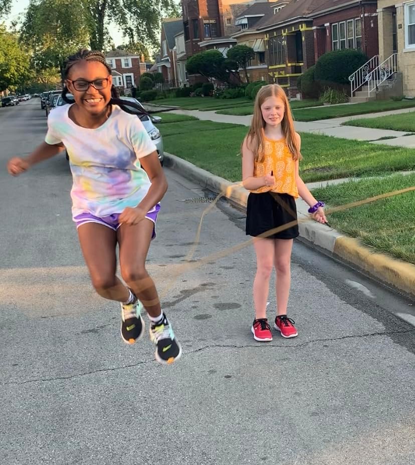 Miniatura 7 de Cuerdas largas para saltar doble holandés (juego de 2), longitud perfecta de 14 pies, sin enredos, peso pesado, para principiantes y avanzados.