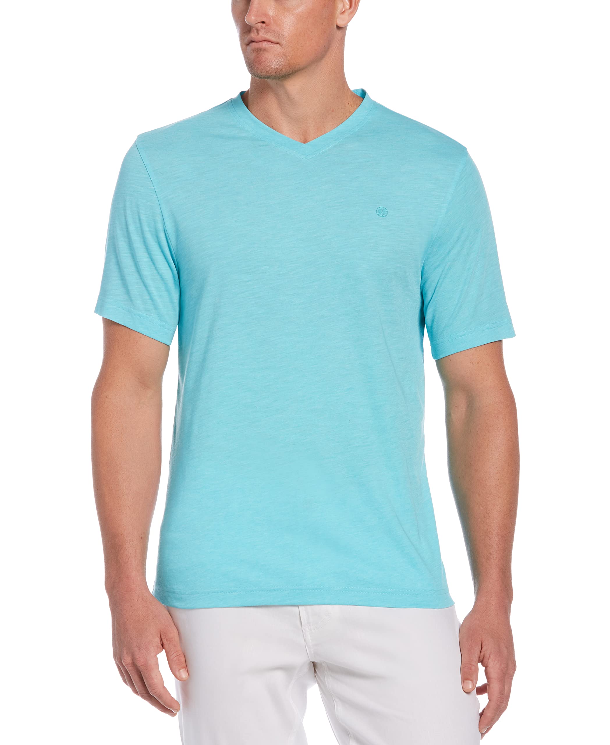 Men's Short Sleeve T/C Slub V-Neck T Shirt