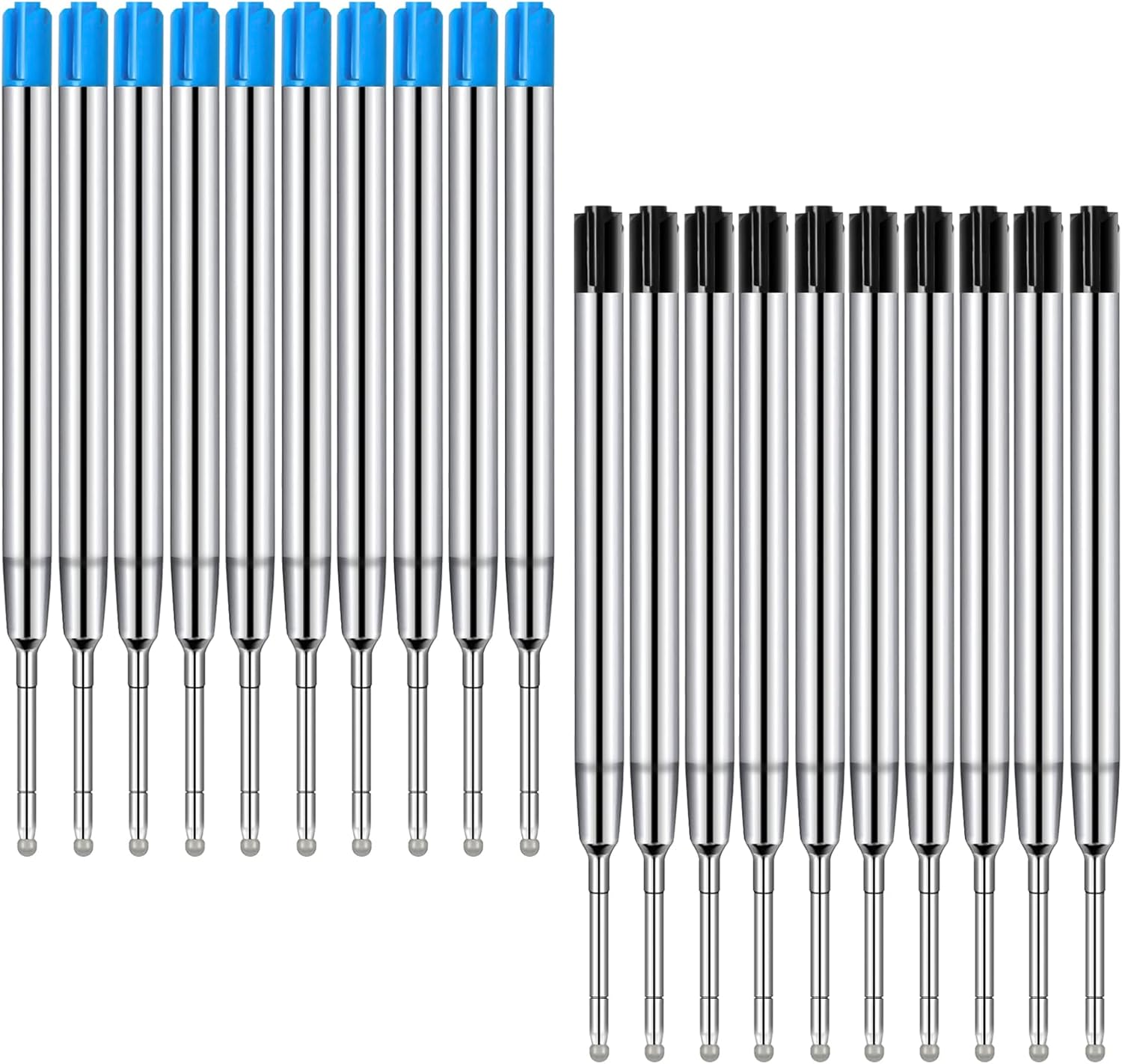 Xzeemo 20 x Recambios de Bolígrafos Metal, Recambio de Bolígrafos de Bola Reemplazable, 1 mm Punta Media Recarga de Pluma, para Bolígrafos Parker/Tactical Pens (10 Tinta Azul y 10 Tinta Negra)