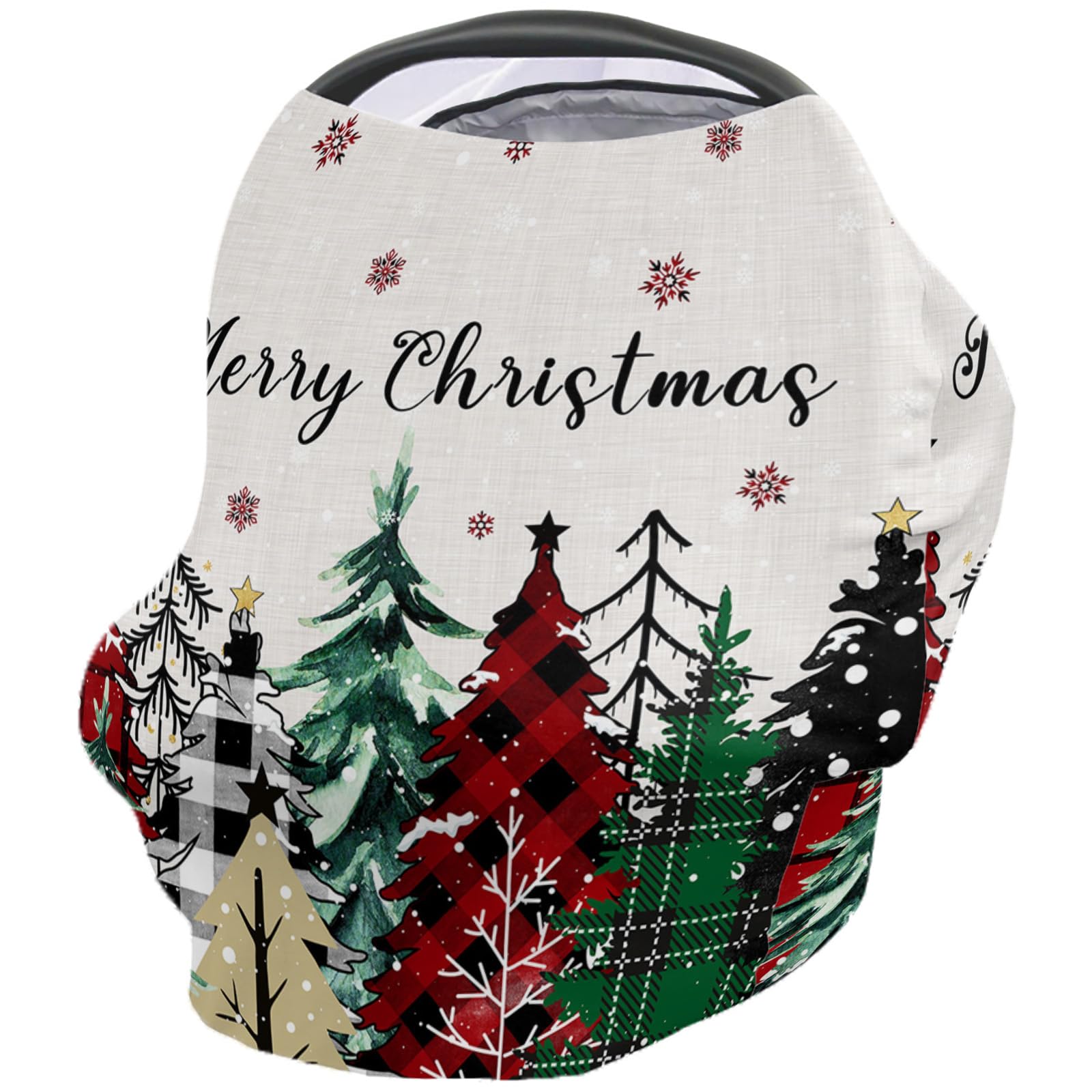 Nursing Cover for Breastfeeding Scarf, Merry Christmas Gold Snowflake Xmas Tree Vintage Baby Car Covers Super Soft Multi Use for Canopy Shopping Cart Cover Blanket Stroller Cover