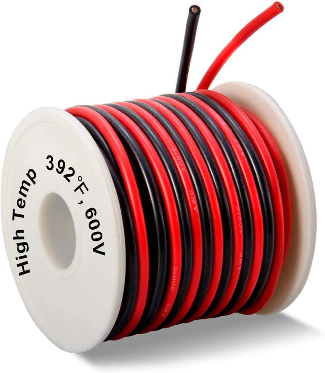 - MILAPEAK 14 Gauge Silicone Wire Spool - 40 Feet, Ultra Flexible High Temp 200 deg C 600V, 14 AWG Stranded Wire with 400 Tinned Copper Strands, 20 ft Black & 20 ft Red for Model Battery
