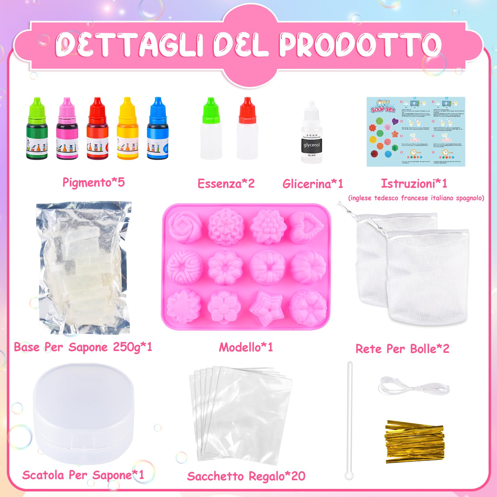 Herenear Kit Sapone Fai Da Te Per Bambini – Esperimento Scientifico Con Stampini, Colori E Profumi (8-12 Anni) - 2