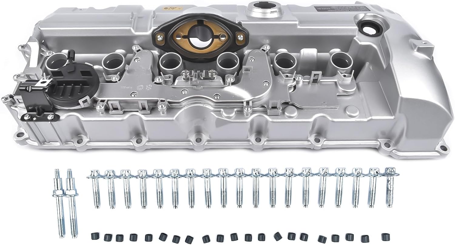 Upgrade Aluminum Engine Valve Cover Kit, Gaskets and Oil Filter Cap Already Installed, Replacement for 2007-2013 BMW E60 E70 E82 E83 E85 E89 F10 N52 N51 3.0L Engine #11127552281 GELUOXI