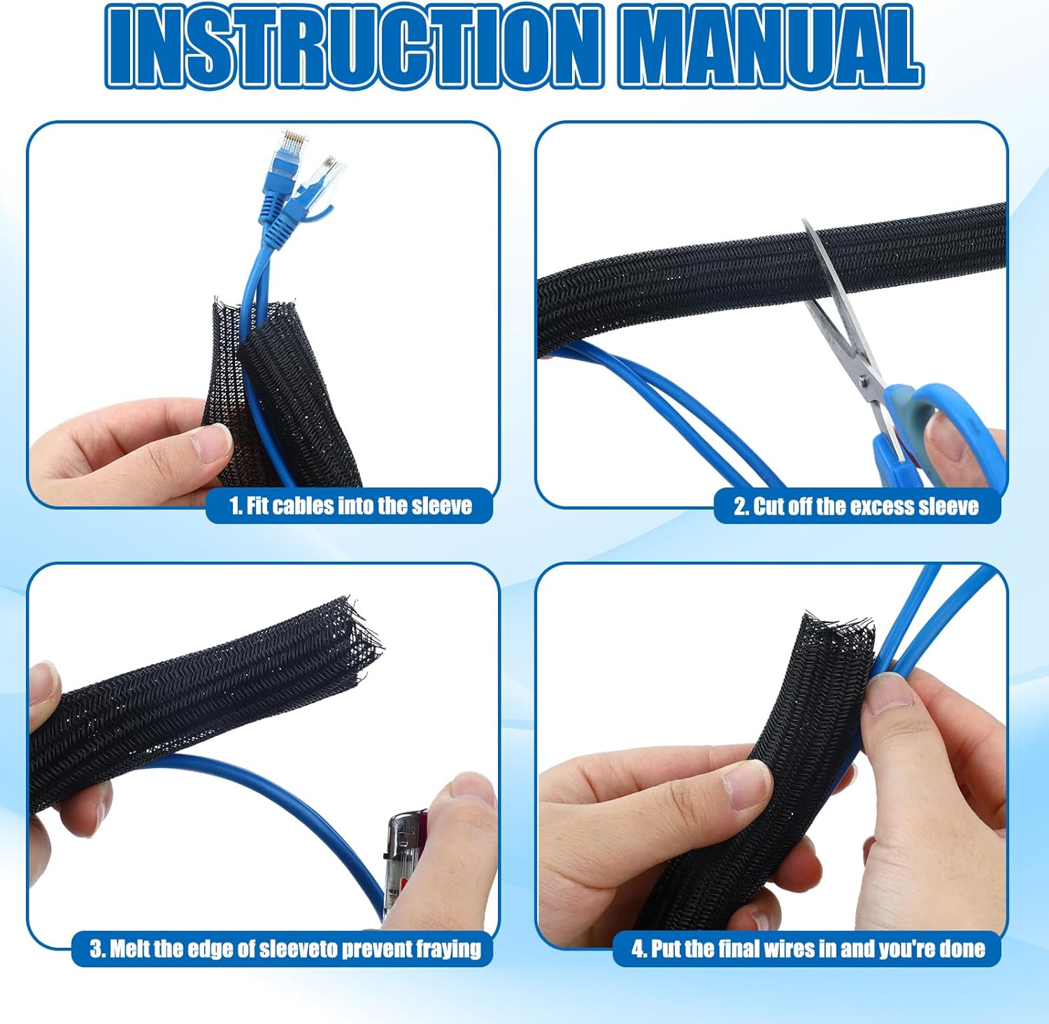 Pangda 50フィート スプリットワイヤールームチューブ 難燃性編組ケーブルスリーブ スプリット 高温ケーブルコンジット 自動ワ