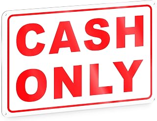 Cash Only Sign, 8x12 Aluminum No Credit Card We Only Accept Cash Sign, Weatherproof