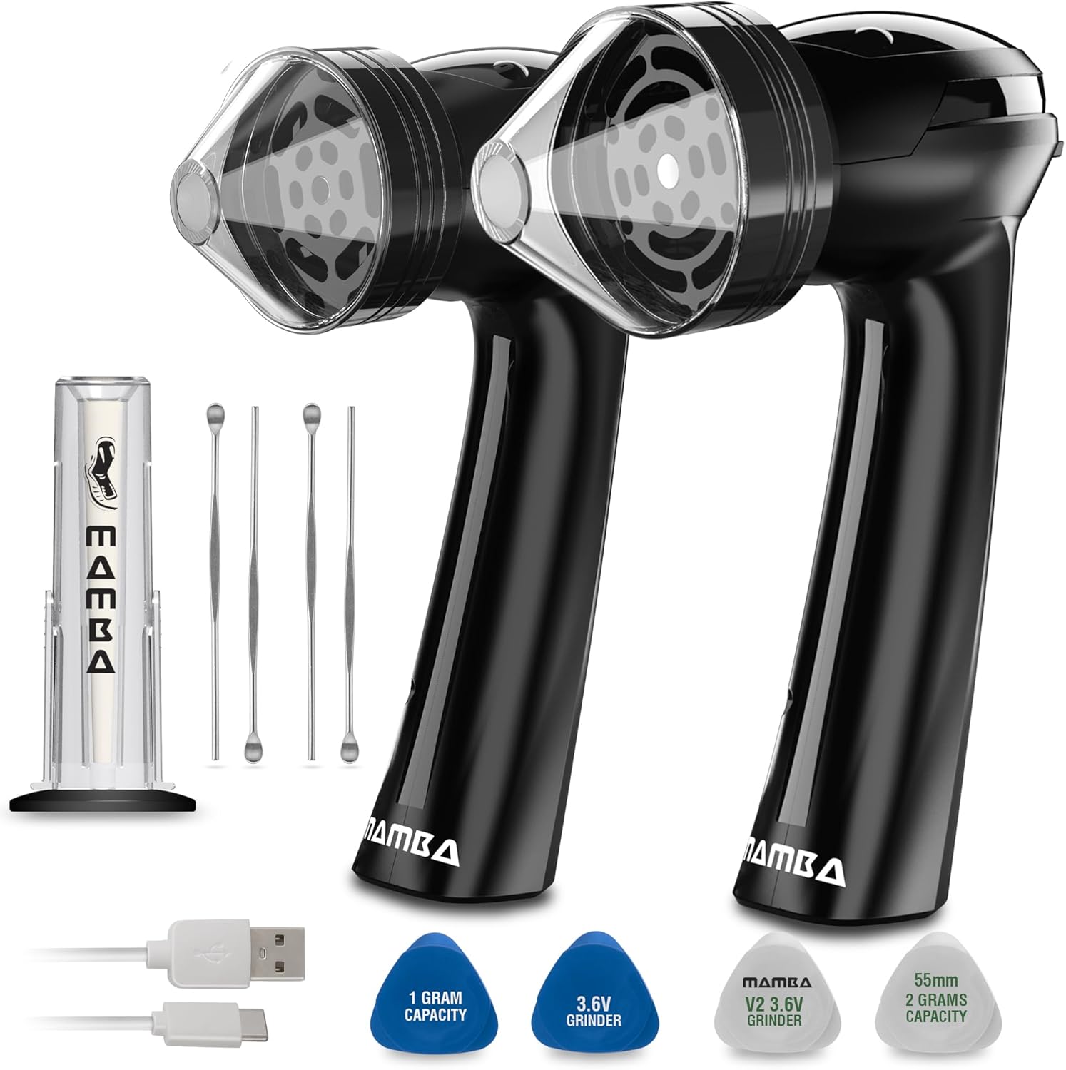 Mamba Loader Electric Portable Herb Grinder bundle with Mamba Lite All-Plastic Head Electric Grinder