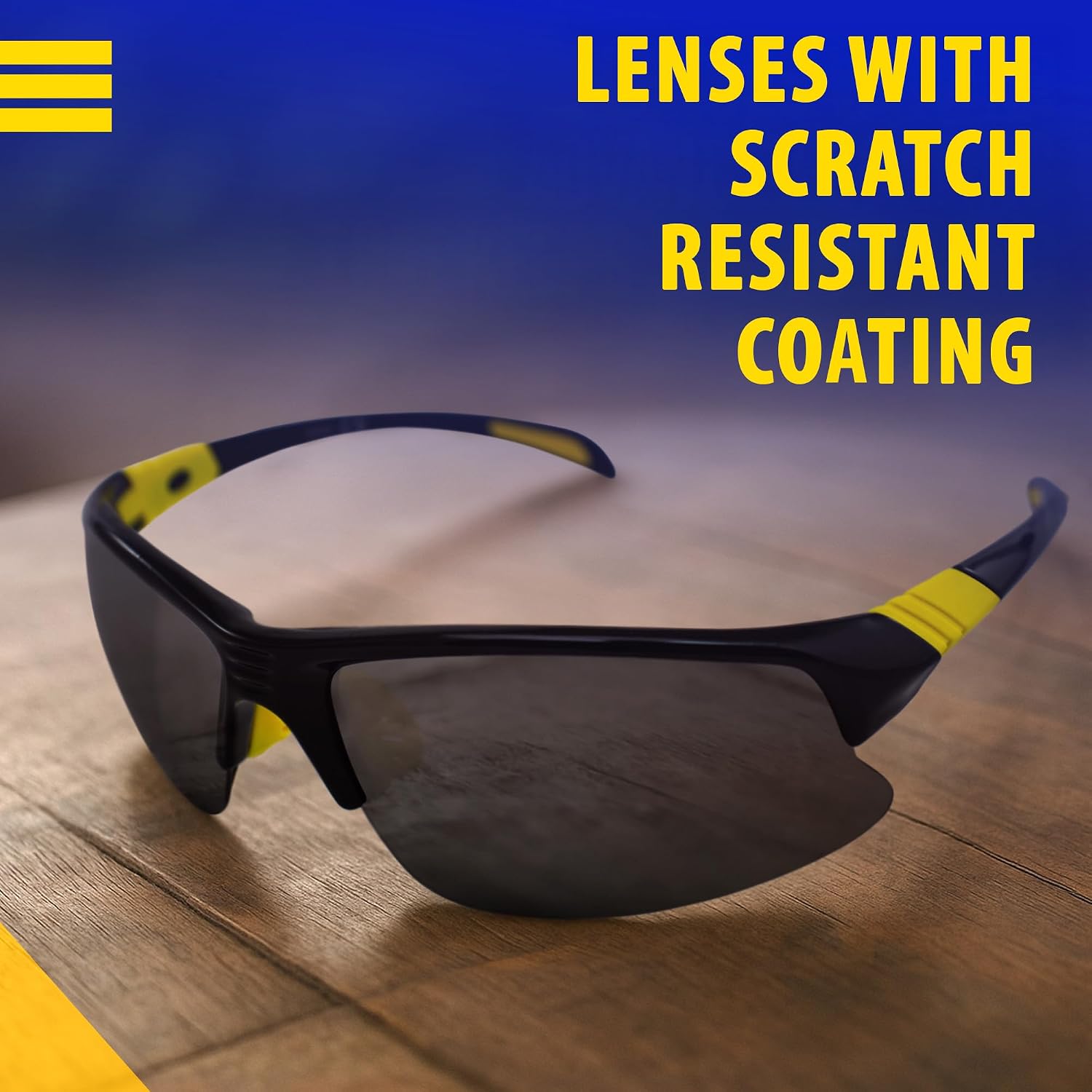 AlterImage Arrow Wraparound Sports Retro Sunglasses for Men or Women Black Semi-Rimless Frame w/Coinjected Yellow Rubber Tips & Flash Mirror Lenses