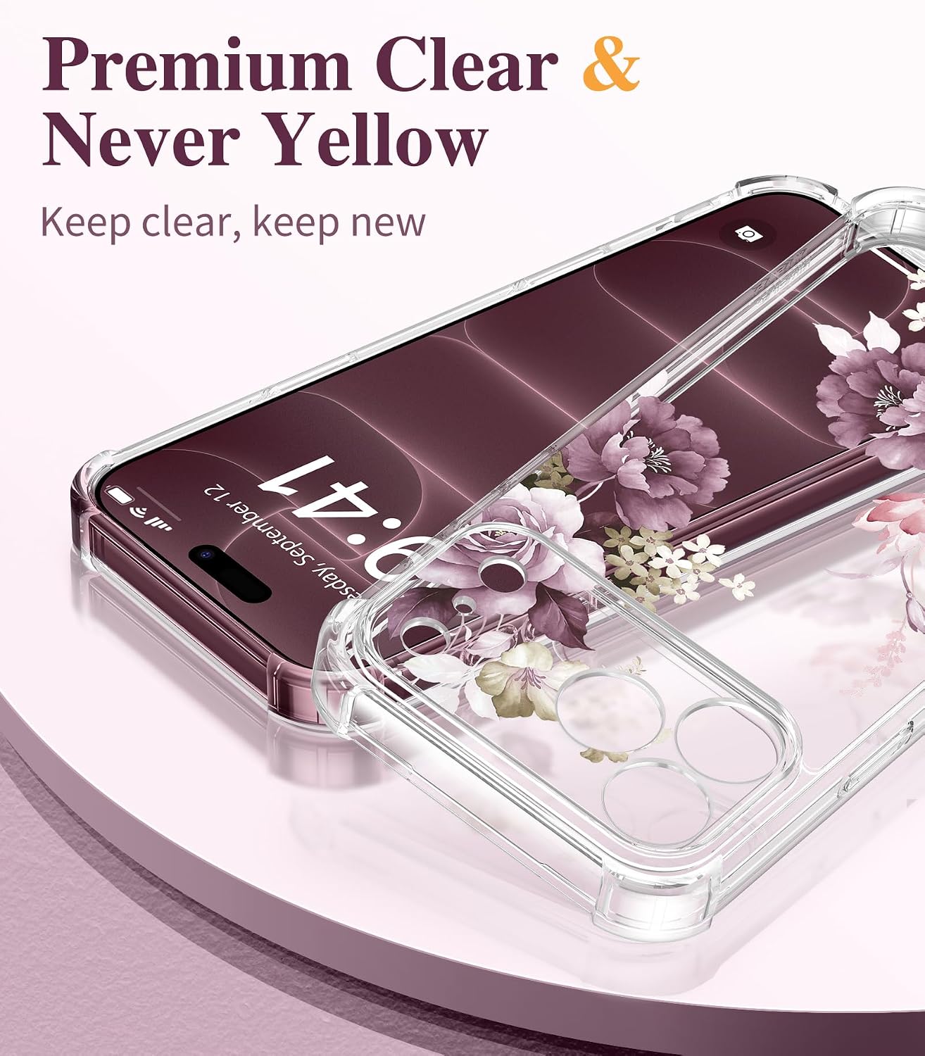  for iPhone 18 Pro Case/17 Pro Case Floral Clear Slim Women thumbnail